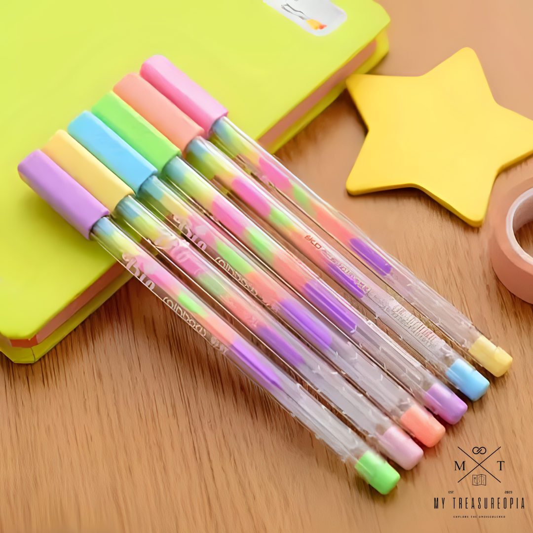 Colorful Rainbow Ink Gel Pen ( Set Of 12 Pcs )