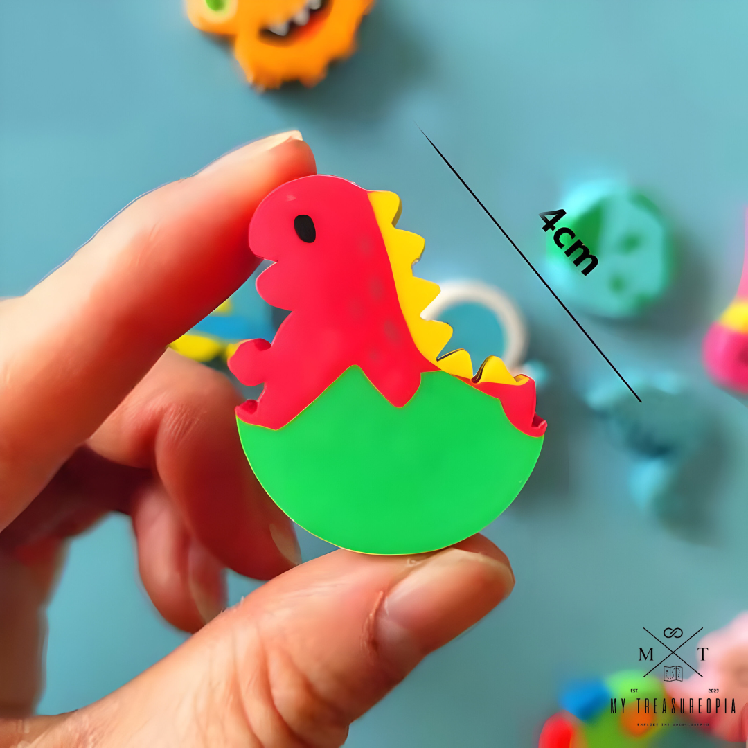 Cute Dinosaur Eraser Set ( Set Of 2 Packs , Each Pack Contains 6 Pcs Erasers )