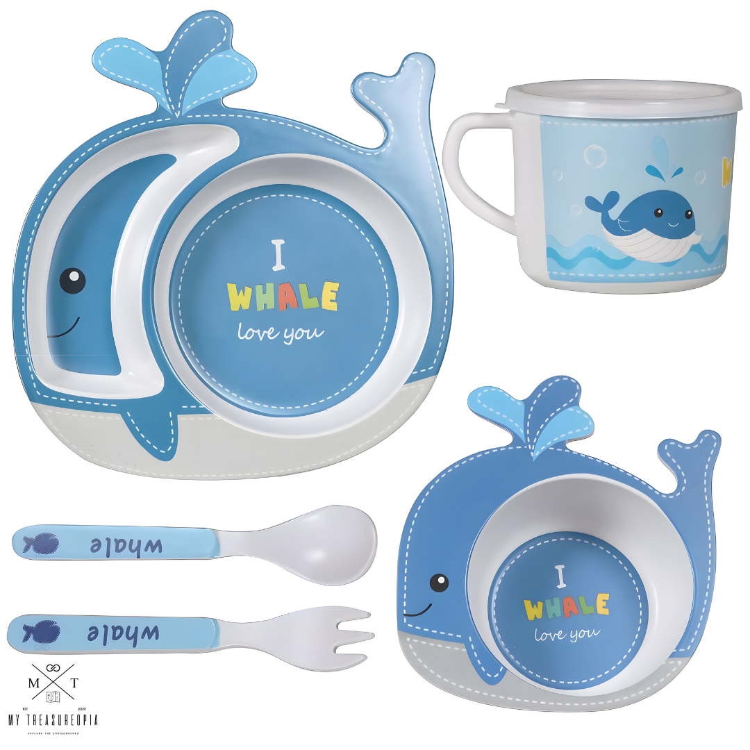 Whale Dinner Set ( Set of 5 Pcs , Bamboo Fiber )