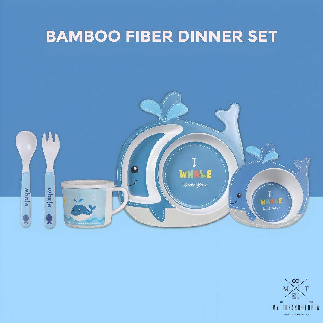 Whale Dinner Set ( Set of 5 Pcs , Bamboo Fiber )