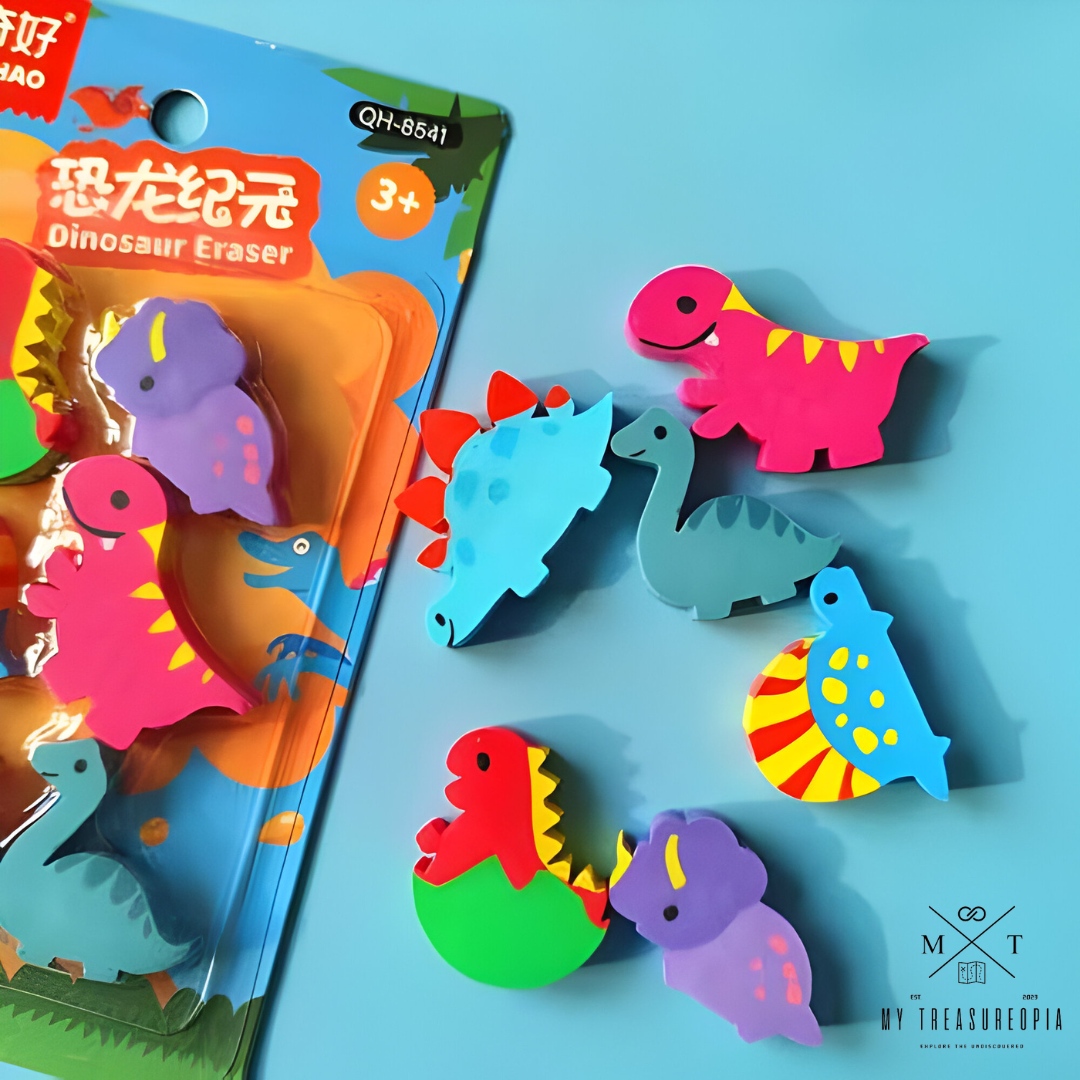 Cute Dinosaur Eraser Set ( Set Of 2 Packs , Each Pack Contains 6 Pcs Erasers )