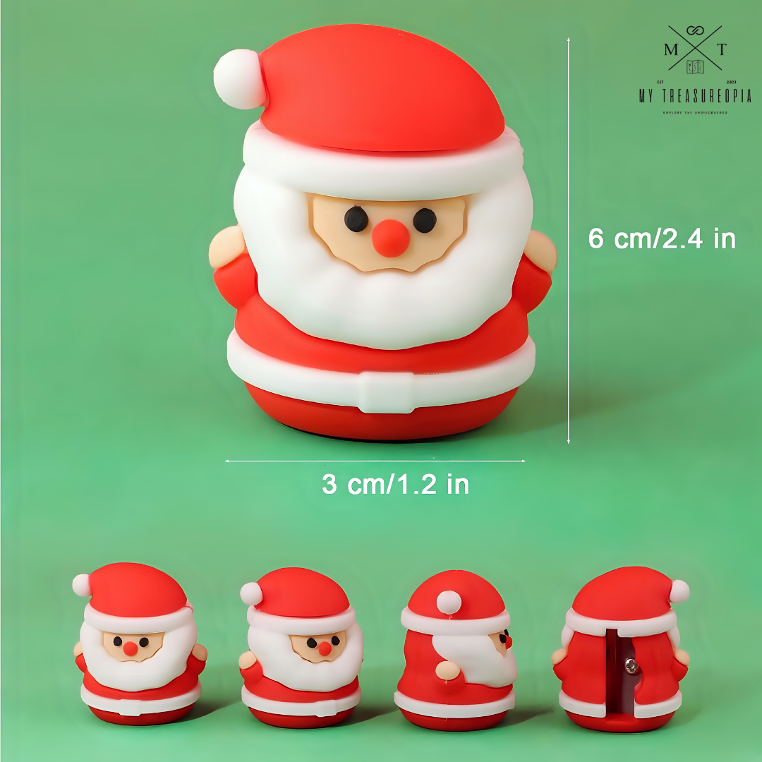 Merry Christmas Sharpener ( Pack Of 4 - 1 Christmas Tree, 1 Reindeer, 1 Santa Claus & 1 Christmas Cap )