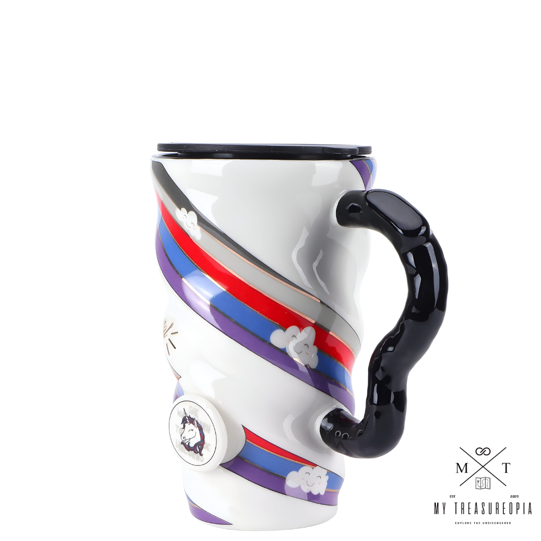 Unicorn Long Ceramic Mug With Lid