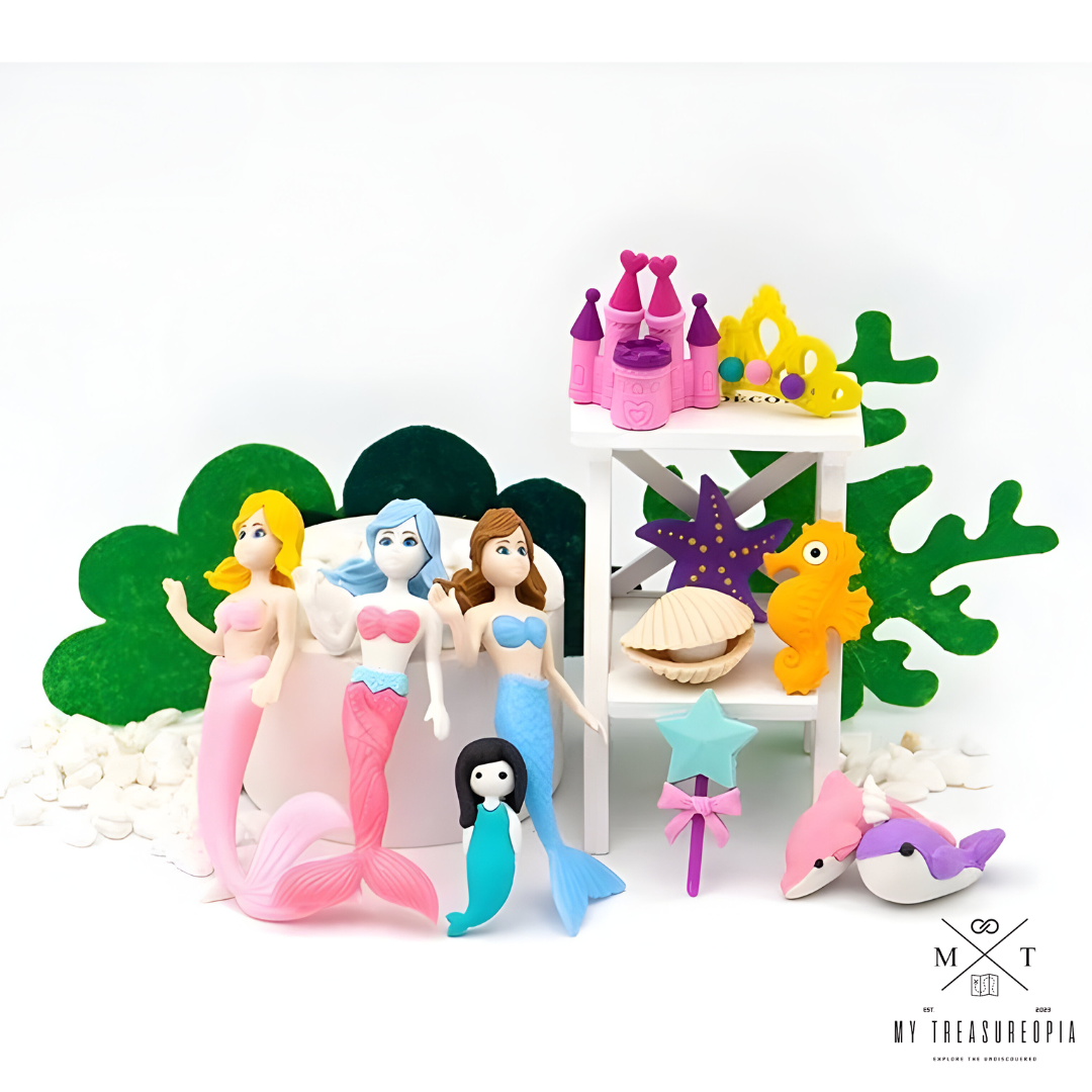 Mermaid Princess Eraser Set ( Pack Of 12 Erasers )