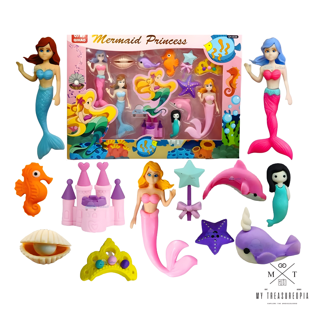 Mermaid Princess Eraser Set ( Pack Of 12 Erasers )