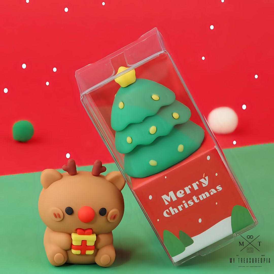 Merry Christmas Sharpener ( Pack Of 4 - 1 Christmas Tree, 1 Reindeer, 1 Santa Claus & 1 Christmas Cap )