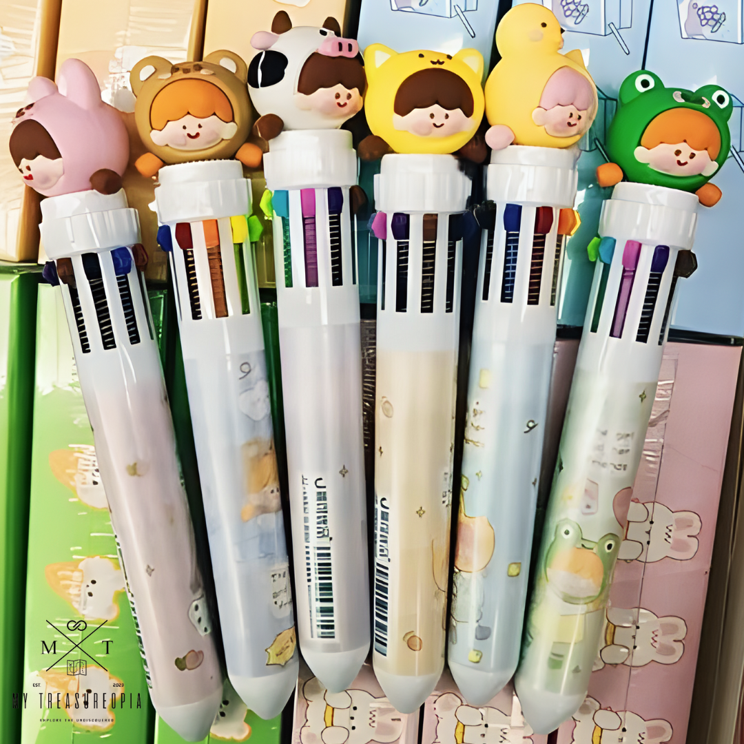 Baby Animal Themed 10 In 1 Ball Point Pen