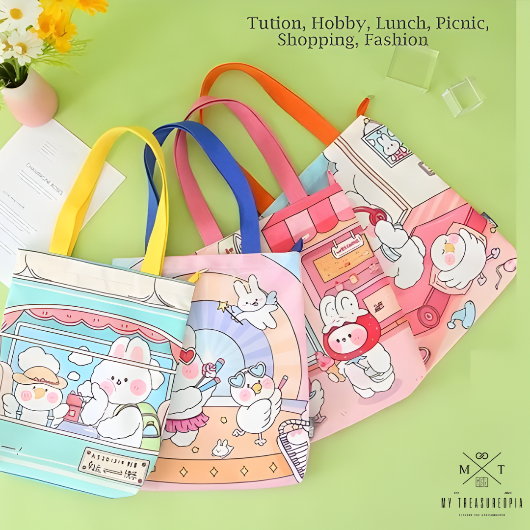 Daily Life Of Cute Rabbit Hand Bag ( Cute, Colorful & Multipurpose )