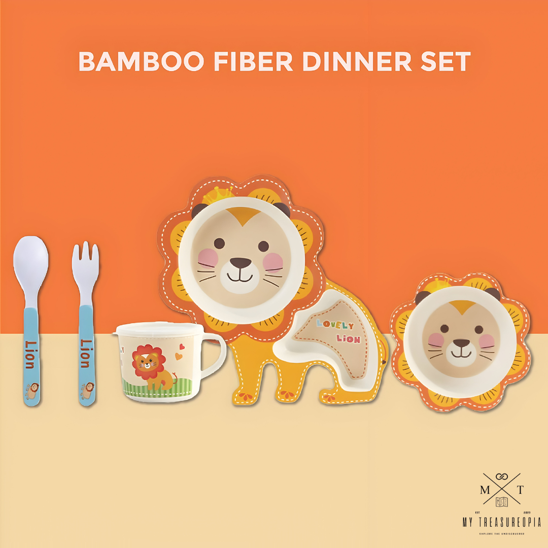 Lion Dinner Set ( Set of 5 Pcs , Bamboo Fiber )