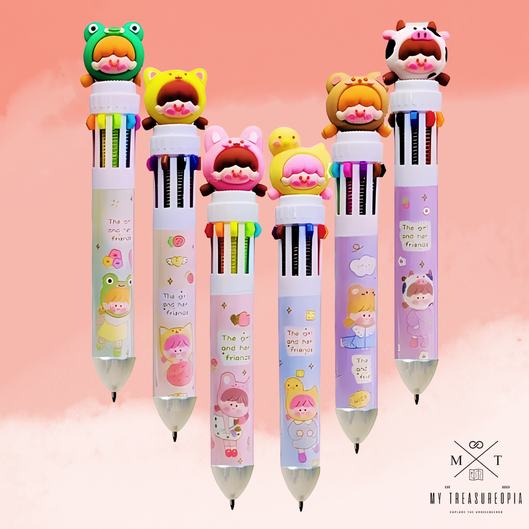 Baby Animal Themed 10 In 1 Ball Point Pen