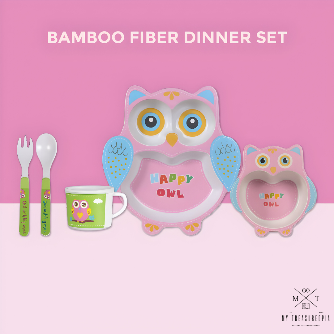 Owl Dinner Set ( Set of 5 Pcs , Bamboo Fiber )