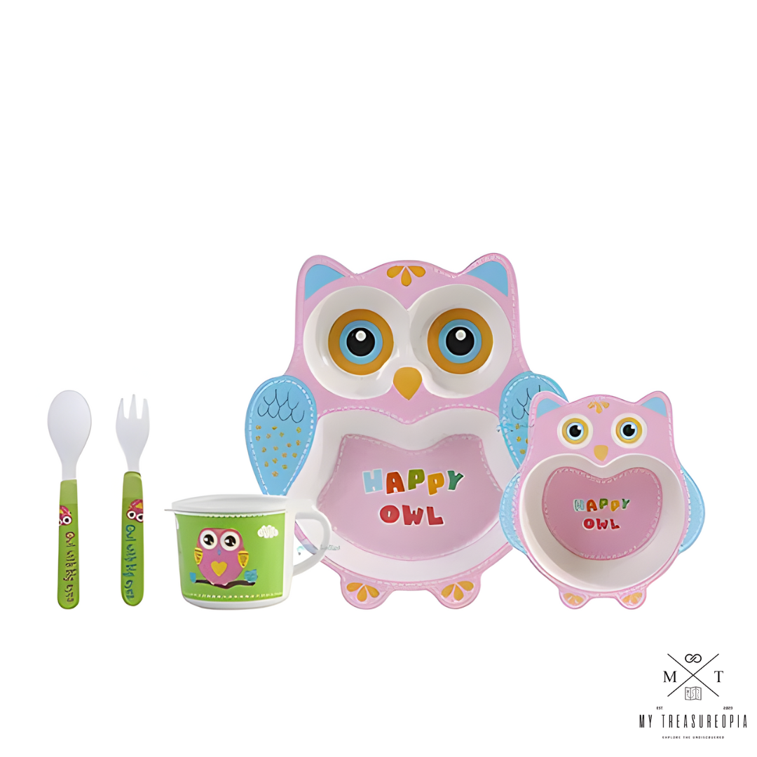 Owl Dinner Set ( Set of 5 Pcs , Bamboo Fiber )