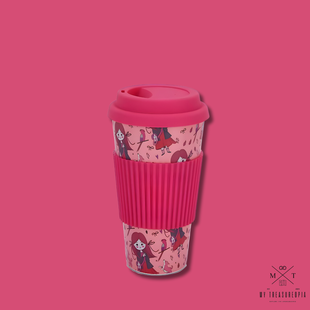 Magenta Fairies Mug With Lid ( Bamboo Fiber )