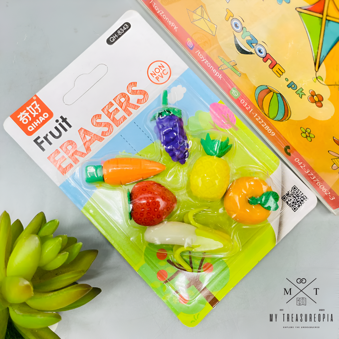 Fruit Eraser Set ( Set Of 2 Packs, Each Pack Contains 5 Pcs Erasers )