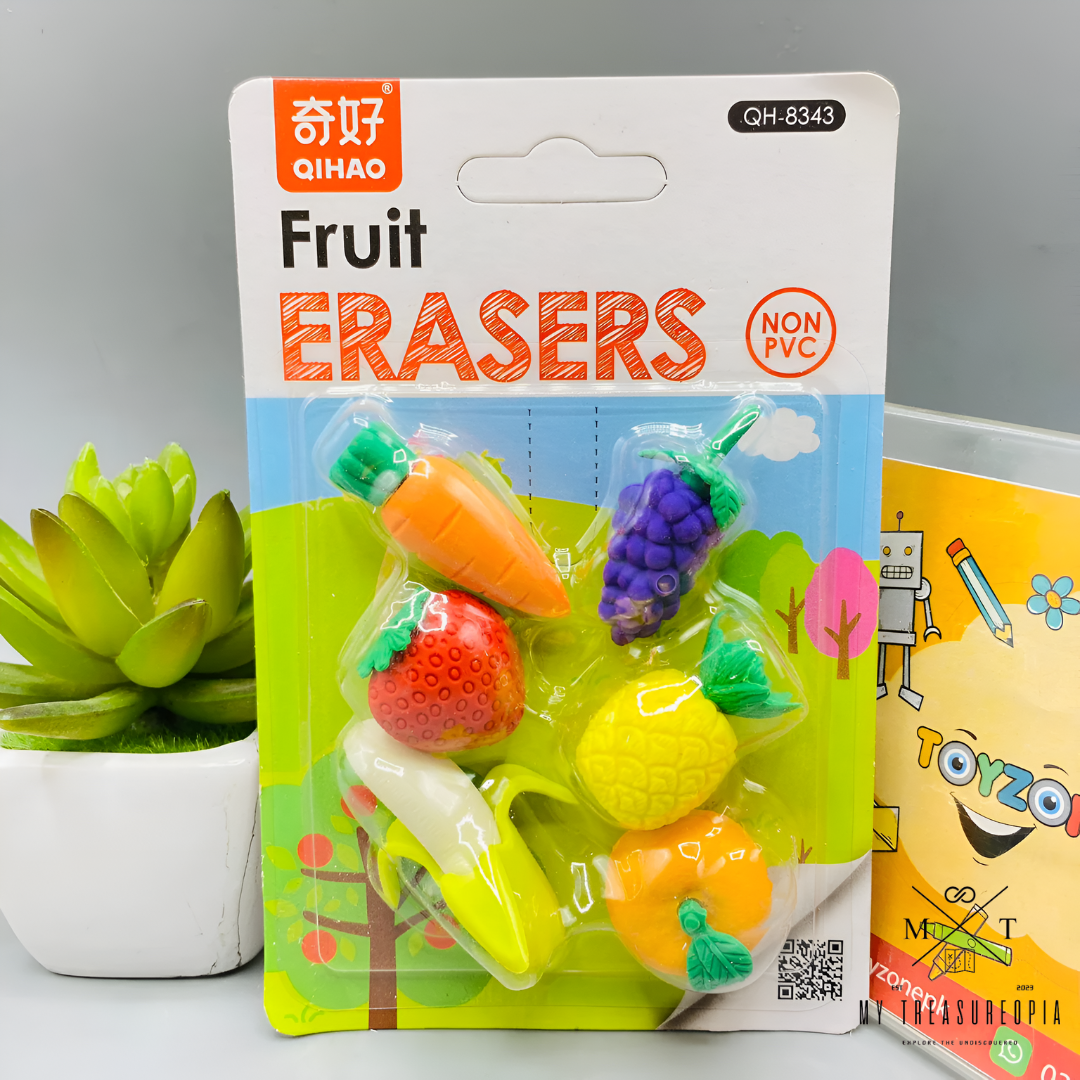 Fruit Eraser Set ( Set Of 2 Packs, Each Pack Contains 5 Pcs Erasers )