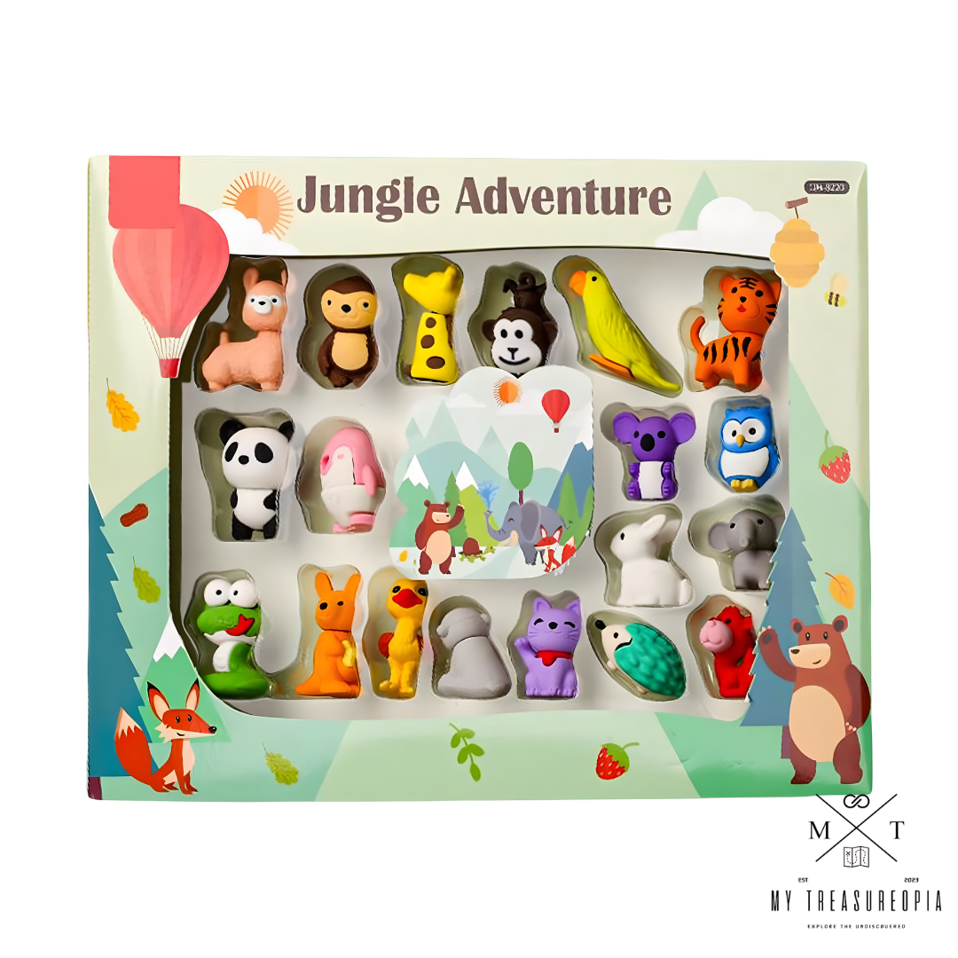 Jungle Adventure Eraser Set ( Pack Of 17 Erasers )