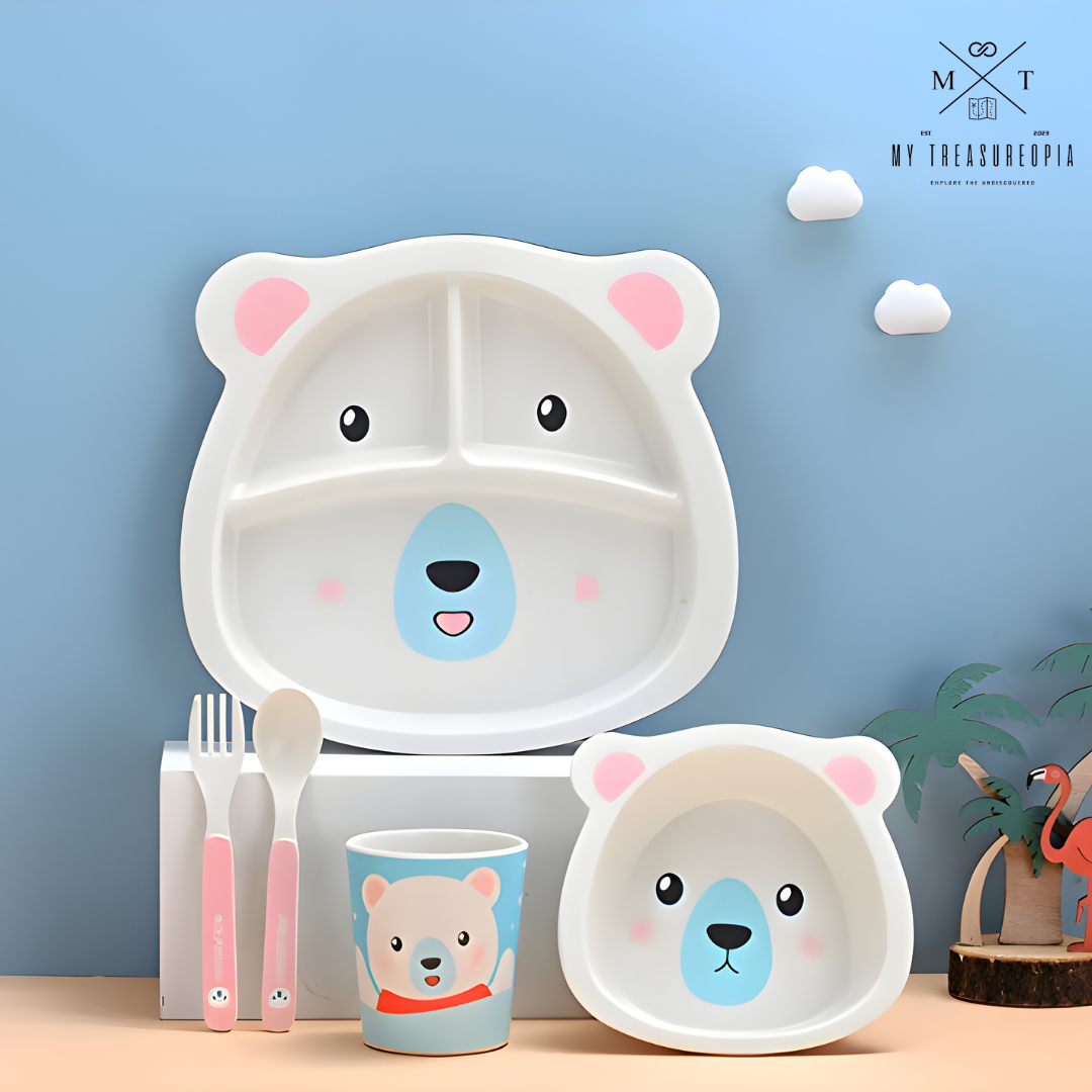 Polar Bear Dinner Set ( Set of 5 Pcs , Bamboo Fiber )