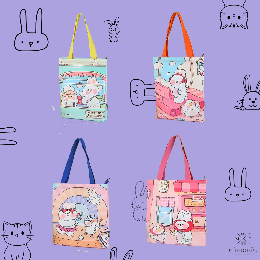 Daily Life Of Cute Rabbit Hand Bag ( Cute, Colorful & Multipurpose )