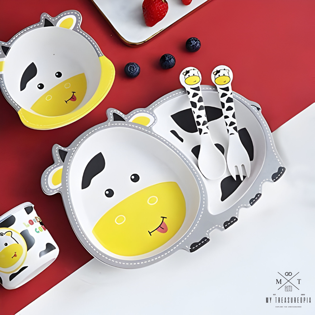 Cow Dinner Set ( Set of 5 Pcs , Bamboo Fiber )