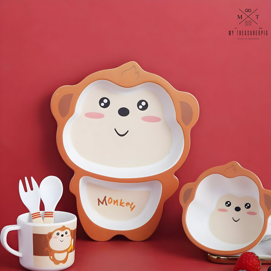 Monkey Dinner Set ( Set of 5 Pcs , Bamboo Fiber )