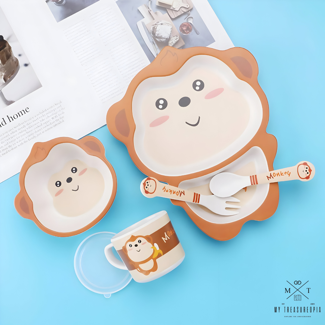 Monkey Dinner Set ( Set of 5 Pcs , Bamboo Fiber )