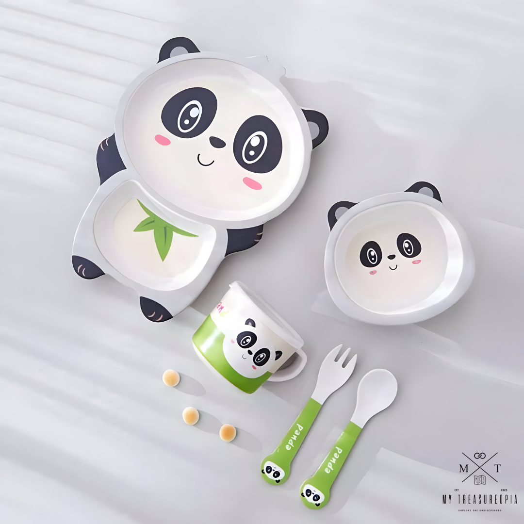 Panda Dinner Set ( Set of 5 Pcs , Bamboo Fiber )