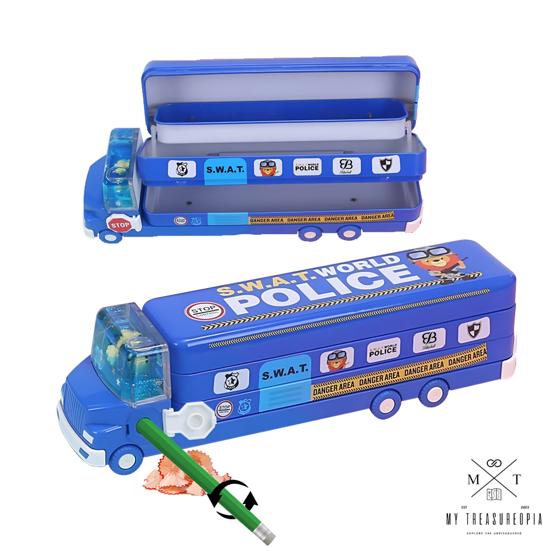 Police Van With Moving Tyres Pencil Box