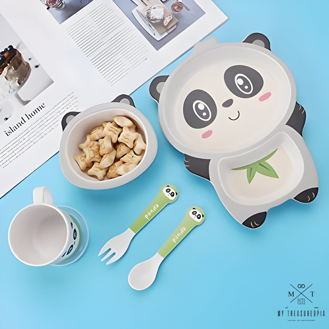 Panda Dinner Set ( Set of 5 Pcs , Bamboo Fiber )