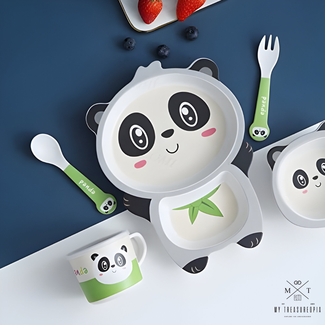 Panda Dinner Set ( Set of 5 Pcs , Bamboo Fiber )