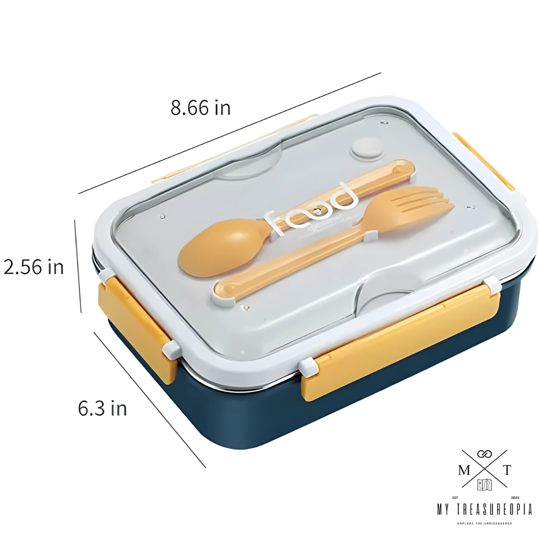 3 Compartment Stainless Steel Square Shape Lunch Box